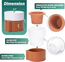 6.5 Inch Self-Watering Planter Pot with Terracotta Insert, Deep Water Reservoir, and Ceramic-Alike BPA-Free Plastic Pot for Plant, Modern Planter for Houseplants, Terracotta/White, 53-B-S-6 by CozyNest Decor