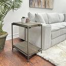 Corbeta - 3 Piece Metal Frame Wood Living Room Coffee Table And 2 Chairside Tables Set, Aged Graphite - Brown by HouseOfZazla