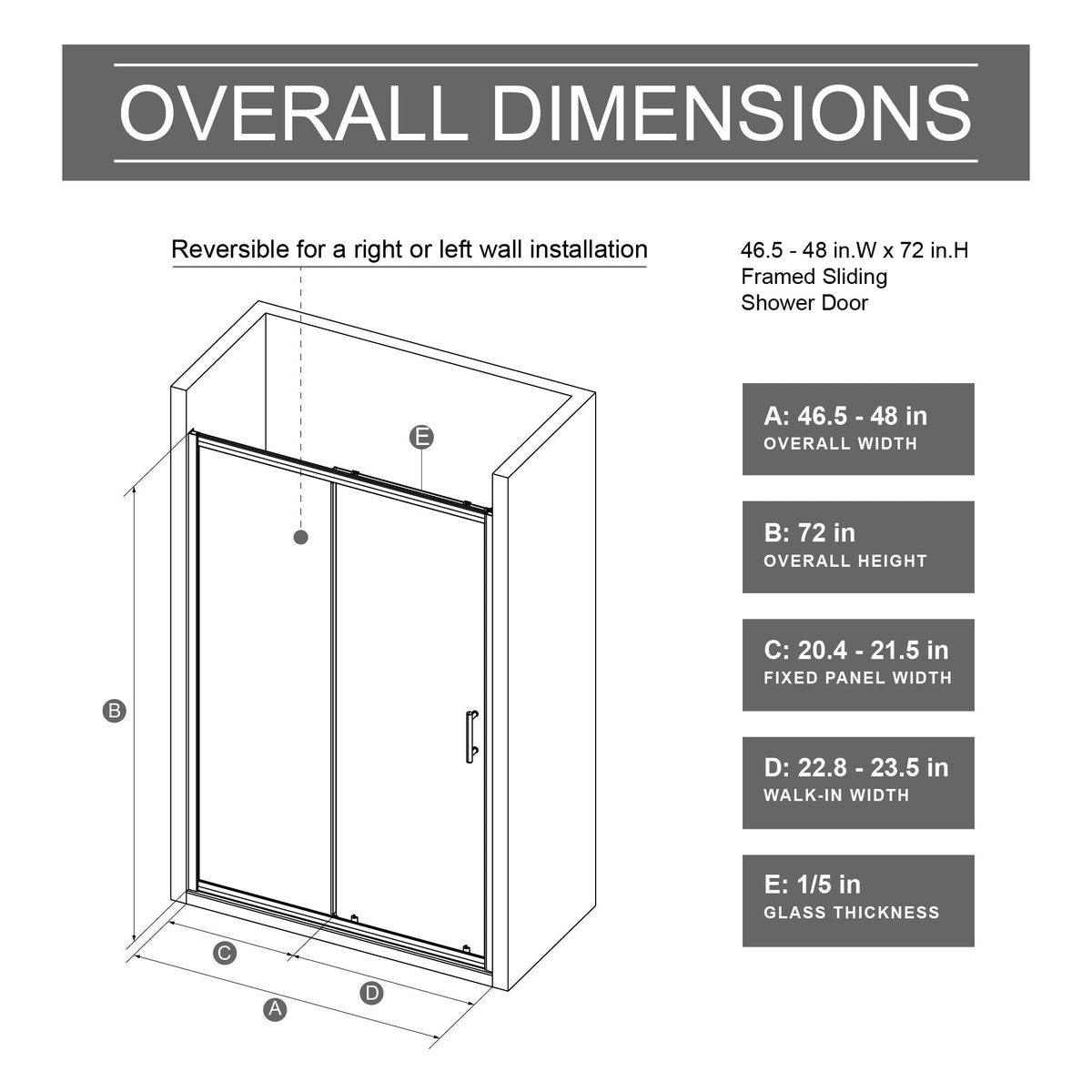Single Sliding Shower Door With Handle - Chrome, photo 6 of 8