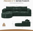 Modular Sectional Sofa with L-Shape Chaise,Cloud Sectional Modern Sleeper Couch with Deep Seat,Sponge Compression Sofas No Assembly Required (Green-Corduroy Fabric) 1PCS by CozyNest Decor