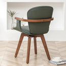 LUNLING Swivel Dining Room Chairs Set of 2, Mid Century Modern Green Faux Leather Kitchen Chairs with Arms,Bamboo Legs Side Chairs No Wheels,Accent Chair for Dining Rooms and Offices by CozyNest Decor