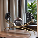 The Thinker Thinking Man Statue with Crystal Ball Sculpture Figurine, Home Office Living Room Desktop Display Decoration by CozyNest Decor