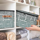 Custom Storage Basket with Name, Personalized Storage Bins with Zipper Lid, Foldable Fabric Storage Box Large capacity with Handle Gradient Grey Green by TinyTreasures Baby Boutique