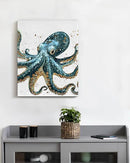 Nautical Octopus Canvas Wall Art Octopus Ocean Theme Print Poster Coastal Framed Picture Painting for Home Beach House Bedroom Wall Decor 8x10 Inch by CozyNest Decor