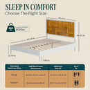 Bme Madia Bed Frame, Mid Century Queen Bed Frame and Headboard with Unique & Trendy Fluted Pattern, 800lbs Capacity Platform Bed Frame, Solid Acacia Wood Slat Support, Easy Assembly White Bed Frame by CozyNest Decor