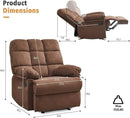 Rocker Recliner Chair, Overstuffed Manual Rocking Recliner for Adults, Upholstered Comfy Soft Fabric Living Room Reclining Sofa Chair (Brown Fabric) by CozyNest Decor