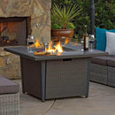 42'' Propane Fire Pit Table, 50,000 BTU Outdoor Gas Fire Table with Lid, Square Aluminum Fire Table with Wind Guard and Weather Cover, 2 in 1 Rattan Firepit Table for Outside Patio, Backyard, Gray by GreenHaven Gardens