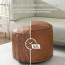 HIGOGOGO Round Stuffed Pouf Ottoman, Pu Leather Poufs with Foam Chunk Filling, Furry and Fluffy Pouf Foot Stool Storage Ottoman, 20 X 15 Floor Poufs Foot Rest for Living Room,Brown by CozyNest Decor