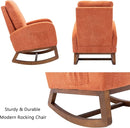 Dolonm Rocking Chair Mid-Century Modern Nursery Rocking Armchair Upholstered Tall Back Accent Glider Rocker for Living Room (Orange) by TinyTreasures Baby Boutique