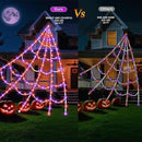 Halloween Spider Web Lights 550 LED Lighted Spider Web 16.4Ft Giant Halloween Decorations Light up with 8 Lighting Modes Waterproof & Timer for Indoor Outdoor House Haunted Yard Decor, Purple & Orange by CozyNest Decor