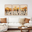 KAIRNE Cactus Canvas Wall Art,Desert Landscape Paintings,Aesthetic Abstract Prints Set of 3(16”X24”),Minimalist Farmhouse Wall Decor,Abstract Boho Artwork for Living Room Bedroom Office Decoration by CozyNest Decor
