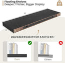 Heimlove 12" Deep Floating Shelves, 36 x 12 Inch Wall Mounted Long Floating Shelf with Invisible Brackets, for Home Decor, Bedroom, Kitchen, Living Room, Bathroom - 2 Pack, Black