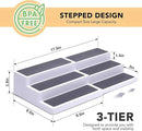 3-Tier Expandable Spice Rack, Plastic Spice Rack Organizer for Cabinet, Adjustable Length, Non-Skid Spice Shelf Organizer for Kitchen Cabinet, Countertop or Pantry, 2 Pack, White/Grey by CozyNest Decor