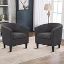INZOY Modern Accent Chair with Ottoman for Small Space, Club Chair with Ottoman Set, Comfy Fabric Barrel Reading Chairs for Living Room Bedroom, Round Reading Chair with Foot Rest, Dark Grey by CozyNest Decor