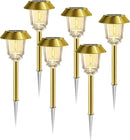 Solar Lights Outdoor Waterproof,6 Pack Gold Solar Pathway Lights with 10-40 LM Dimmable Glass and Metal, Solar Powered Garden Fall Decor for Yard,Patio,Pathway,Driveway(Warm White) by CozyNest Decor