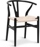 POLY & BARK Weave Dining Chair – Mid-Century Modern Wishbone Dining Chair with Arms, Solid Wood Frame, Indoor Use – Black – Single - Ideal for Dining Room, Kitchen or Stylish Accent Setting by CozyNest Decor