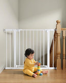 29.5-40.5" Baby Gate for Stairs, Dog Gate for Doorways, Walk Thru Auto Close Metal Baby Safety Gate for The House, Stairs and Doorways, Child Gate Pressure Mounted, Pet Gate for Dog Indoor - White by TinyTreasures Baby Boutique