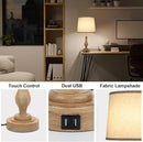 Touch Lamps for Bedrooms Set of 2, Farmhouse Table Lamp with Dual USB Charging Ports, 3 Way Dimmable Nightstand Lamps with Linen Fabric Lampshade for Bedroom (Pack 2-Beige Shade & Antique Brown) by CozyNest Decor