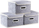 PRANDOM Collapsible Storage Boxes with Lids Fabric Decorative Storage Bins Cubes Organizer Containers Baskets with Cover Handles Divider for Bedroom Closet Living Room 9.8x7.9x6.7 Inch 3 Pack by TinyTreasures Baby Boutique