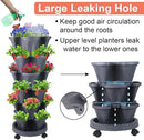 Vertical Planter, 6 Tier Stackable Strawberry Planter with Garden Tool Set, Movable Indoor/Outdoor Garden Herb Pot for Growing Vegetables and Succulents, Dark Gray by GreenHaven Gardens