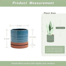 6 Inch Plant Pots, Ceramic Planter Pot with Drainage Hole & Saucer, Indoor/Outdoor Cylinder Round Planter Pot, Aqua Blue & Terracotta Red by CozyNest Decor