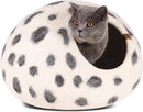 MEOWFIA Cat Cave – Premium Felt Cat Bed for Indoor Cats, Handmade 100% Merino Wool (Medium, Snow Leopard) by CozyNest Decor