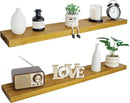 BGMG Wood Floating Shelves 48 inch Set of 2, Rustic Wooden Wall Mount Shelves for Living Room Bedroom Kitchen Farmhouse-48x6.7x1.25 inch- Gold Oak by CozyNest Decor