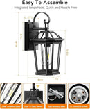 VIANIS Dusk to Dawn Outdoor Wall Lighting, Exterior Light Fixture Wall Mount for House Front Porch Light, Black Anti-Rust Aluminium Modern Outside Coach Lantern with Tempered Glass Shade for Garage by GreenHaven Gardens