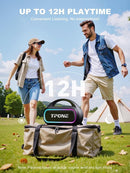 TPone Portable Bluetooth Speaker, 30W Peak, 12H Playtime, IPX5 Waterproof with Light, TWS Pairing, Wireless Speaker for Home/Party/Outdoor/Beach, Birthday Gift (Black) by TinyTreasures Baby Boutique