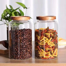 Large Glass Jar with Airtight Lid Set of 2 93 FL OZ(2750ml) glass canister set, Glass Food Containers Wooden Lid Suit for Kitchen Pantry for Flour, Tea, Coffee Beans, Sugar, Cookies(8.8 inch high) by CozyNest Decor