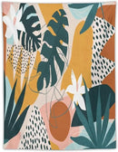Abstract Bohemian Mid Century Tapestry, Tropical Leaves Modern Geometric Archway Minimalist Bohemian Botanical Aesthetic Wall Hanging, Sage Green Gold Home Decor Art for Bedroom 60x80 Inch by CozyNest Decor