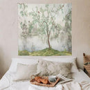 HZOHNAGO Japanese Tapestry Tree Misty Garden Lake Printed Wall Tapestry Ink Painting Wall Hanging for Bedroom Living Room Dorm 60" W x 60" H by CozyNest Decor