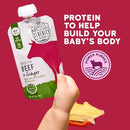 Serenity Kids 6+ Month Organic Beef & Veggie Baby Food Pouches - Grass-Fed Beef with Organic Pea, Bell Pepper & Broccoli - BPA-Free Baby Puree Pouch - 3.5 Oz, 12 Pack by TinyTreasures Baby Boutique