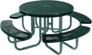 Heavy-Duty Portable Outdoor Picnic Table with Umbrella Hole, Punched Steel Commercial-Grade Patio Furniture Made in America (46" Round Top, Dark Green with Dark Green Frames) by GreenHaven Gardens