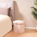 B FSOBEIIALEO Storage Ottoman Cube, Flowers Shaped Ottomans with Storage Foot Stool Footrest, Boucle Ottoman Seat for Dorm Room, Faux Teddy Fur, Pink 15"x15"x15" by CozyNest Decor