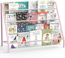 High-Transparent 4 Tier Kids Bookshelf, Sturdy Metal Large Size Book Rack Storage for Kids - Toddler Book Shelf Display for Nurasery, Playroom or Kids Room, Bookshelf Hold More Books - Pink by TinyTreasures Baby Boutique