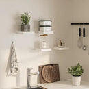 Square Floating Shelves for Wall, 8" W x 8" D x 1.2" H, Small Wooden Wall Mounted Display Shelves with Invisible Brackets for Living Room, Bedroom, Bathroom, Kitchen Decor, Set of 4, White by CozyNest Decor