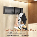 Folding Coat Hooks, Wall Mounted Coat Rack with 3 Retractable Hooks, Heavy Duty Towel Rack for Bathroom Wall Hook for Hanging Clothes Bathrobe, Stainless Steel Coat Hanger for Entryway(Black) by CozyNest Decor