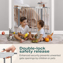 Cumbor 29.7"-40.6" Baby Gate for Stairs, Mom's Choice Awards Winner-Dog Gates for Doorways, Pressure Mounted Auto-Close Pet Gates for Dogs Indoor, Safety Child Gate with Easy Walk Thru Door, Gray by TinyTreasures Baby Boutique