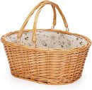 Wicker Picnic Basket with Double Folding Handles, Natural Large Willow Hamper Empty Basket Cheap Easter Eggs Candy Storage Wine Basket for Toy, Flower, Wedding（White 16inch） by GreenHaven Gardens