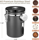 Veken Coffee Canister, Airtight Stainless Steel Kitchen Food Storage Container with Date Tracker and Scoop for Grounds Coffee, Beans, Tea, Flour, Cereal, Sugar, Cookies Jars, 22OZ Gray by CozyNest Decor