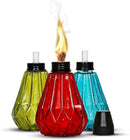 Deco Window Pack of 3 Table Torch for Indoor Outdoor Citronella Oil Tabletop Glass Lamp Landscape Lantern with Fiberglass Wick & Cap for Garden Patio Yard Party Decor Light by GreenHaven Gardens