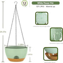 12 Inch Hanging Baskets 2 PC with Chains, Self-Watering Hanging Planters for Indoor Outdoor Plants, Plastic Hanging Flower Pots,Green Brown by GreenHaven Gardens