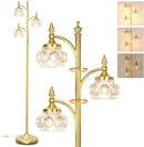 Gold Floor Lamp, Dimmable Tree Floor Lamps for Living Room Brass Tall Standing Lamp with 3 Rotatable Lights Glass Shade 66.5'' Modern Corner Lamp for Bedroom Office(3LED Bulbs Included) by CozyNest Decor