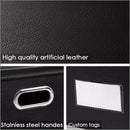 PRANDOM Collapsible Storage Box with Lid [1-Pack] Leather Fabric Foldable Storage Bin Organizer Container Basket Cube with Cover for Home Bedroom Closet Office Nursery Black (22.8X15.7X11.8) by TinyTreasures Baby Boutique