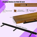 IAE Walnut Floating Wall Shelves 36 inch, Bathroom Shelves Wall Mounted,Invisible Shelves Floating Kitchen Shelves,Wooden Wall Shelves with Brackets for Living Room Wall Mounted,Easy Install,Set of 2 by CozyNest Decor