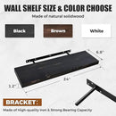 24"x6.8"x1.2" Solid Wood Floating Shelves 2-Pack - Rustic Black Finish with Hidden Brackets, Perfect for Storage and Décor in Living Room, Kitchen, Bedroom by CozyNest Decor