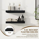 16 Inch Floating Shelves, 16"x9.25"x1.5" Inch Deep Floating Shelves for Wall, Wooden Shelves for Bathroom, Bedroom, Living Room, Black by CozyNest Decor