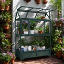 Portable Wooden Cold Frame Greenhouse with Wheels - 47" Mini Greenhouse with Adjustable Roof, Storage Box & Polycarbonate Panels - Plant Protector for Seedlings, Herbs & Winter Gardening (Green) by GreenHaven Gardens