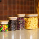 Glass Food Storage Jars Square 6oz, 16 Pack Glass Jars With Bamboo Lids, Kitchen Storage Containers For Spice, Candy, Cookie, Storage For Pantry Organizers by CozyNest Decor